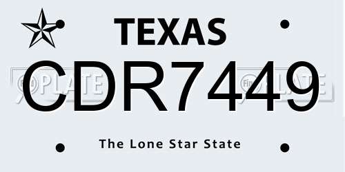CDR7449 Texas License Plate