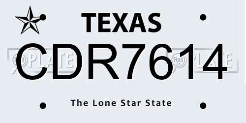 CDR7614 Texas License Plate