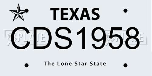 CDS1958 Texas License Plate
