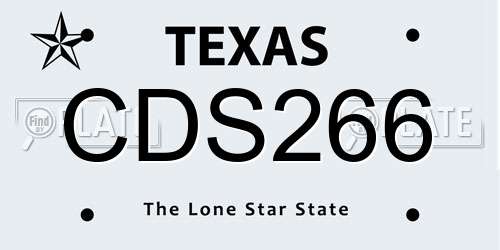 CDS266 Texas License Plate