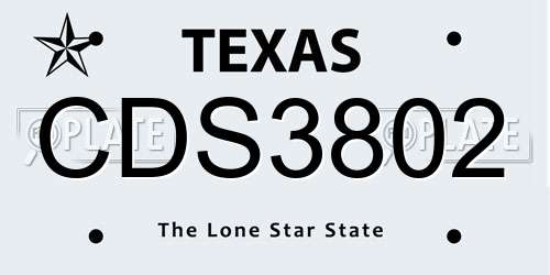 CDS3802 Texas License Plate