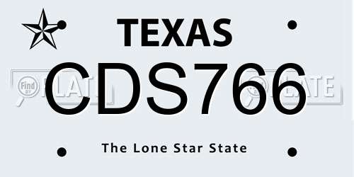 CDS766 Texas License Plate