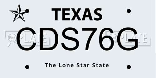 CDS76G Texas License Plate