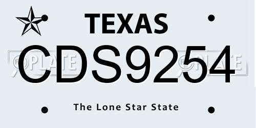 CDS9254 Texas License Plate