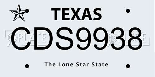 CDS9938 Texas License Plate