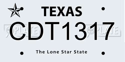 CDT1317 Texas License Plate