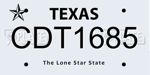 CDT1685 Texas License Plate