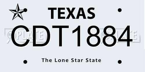 CDT1884 Texas License Plate