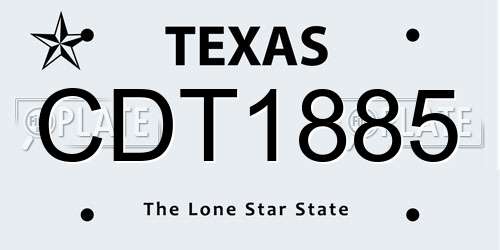 CDT1885 Texas License Plate