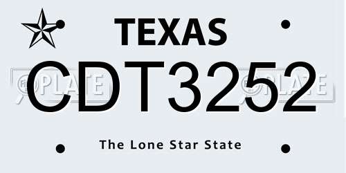 CDT3252 Texas License Plate