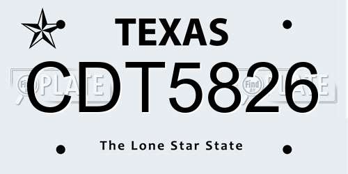 CDT5826 Texas License Plate