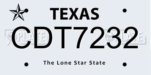 CDT7232 Texas License Plate