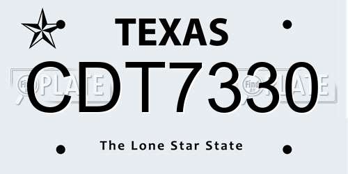 CDT7330 Texas License Plate