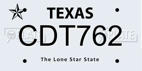 CDT762 Texas License Plate