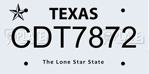 CDT7872 Texas License Plate