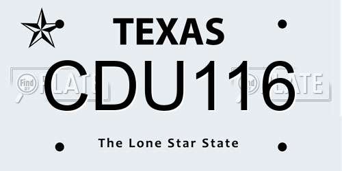 CDU116 Texas License Plate