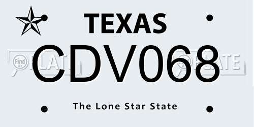 CDV068 Texas License Plate