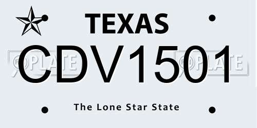 CDV1501 Texas License Plate