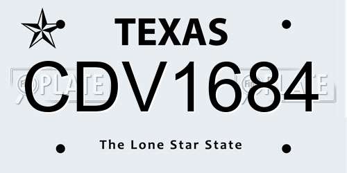 CDV1684 Texas License Plate