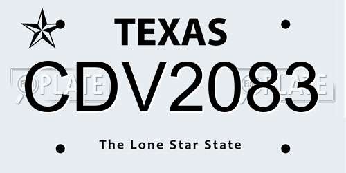 CDV2083 Texas License Plate
