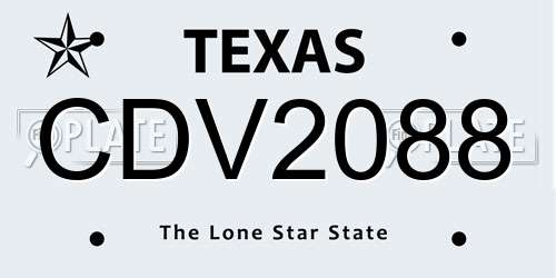 CDV2088 Texas License Plate