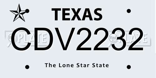 CDV2232 Texas License Plate