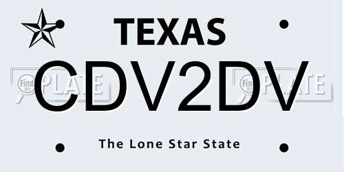 CDV2DV Texas License Plate