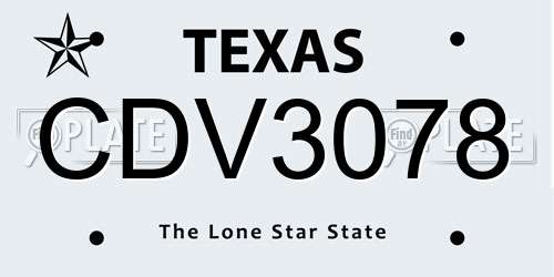 CDV3078 Texas License Plate