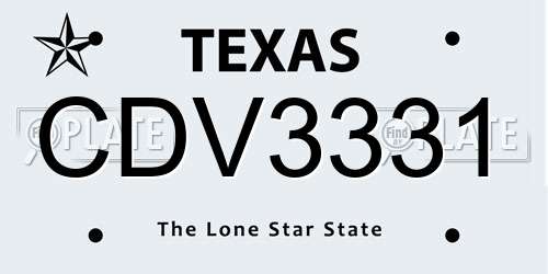 CDV3331 Texas License Plate