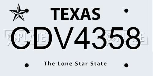 CDV4358 Texas License Plate