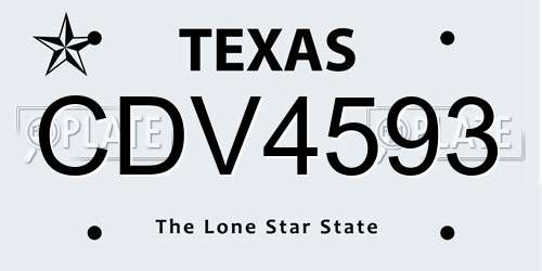 CDV4593 Texas License Plate