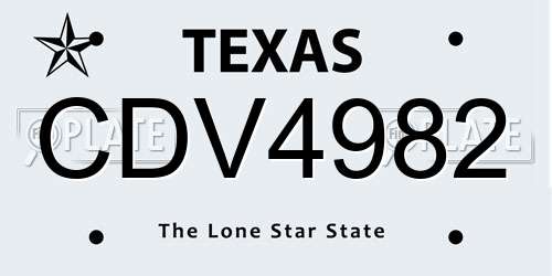 CDV4982 Texas License Plate