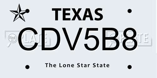 CDV5B8 Texas License Plate