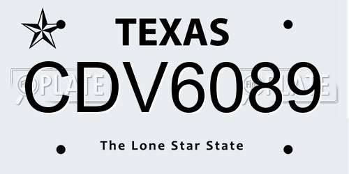 CDV6089 Texas License Plate