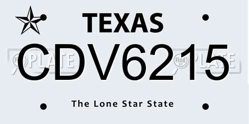 CDV6215 Texas License Plate