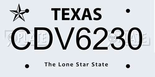 CDV6230 Texas License Plate