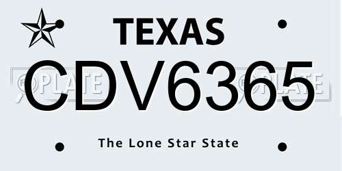 CDV6365 Texas License Plate