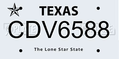 CDV6588 Texas License Plate
