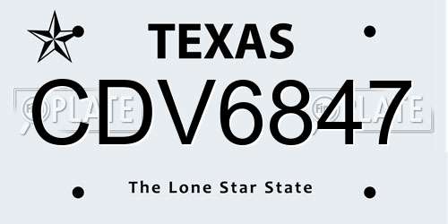 CDV6847 Texas License Plate