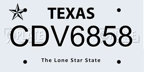 CDV6858 Texas License Plate