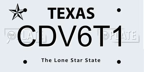 CDV6T1 Texas License Plate