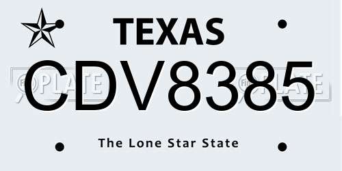 CDV8385 Texas License Plate