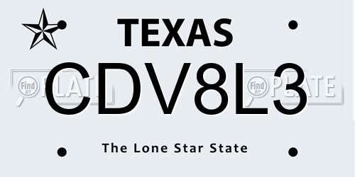 CDV8L3 Texas License Plate