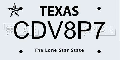 CDV8P7 Texas License Plate