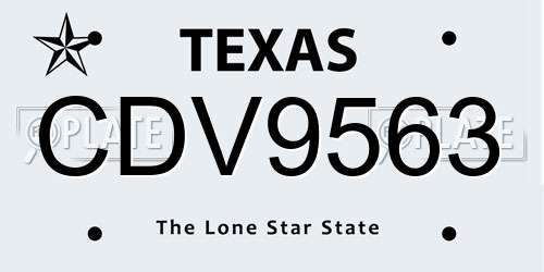 CDV9563 Texas License Plate