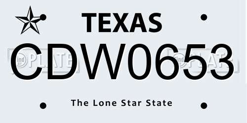 CDW0653 Texas License Plate
