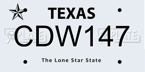 CDW147 Texas License Plate
