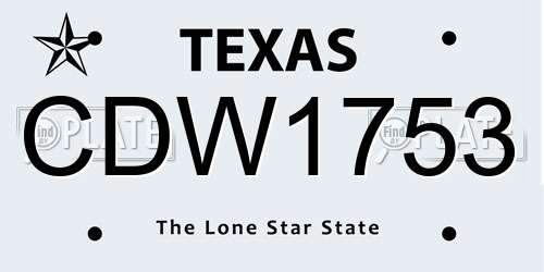 CDW1753 Texas License Plate