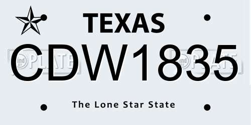 CDW1835 Texas License Plate