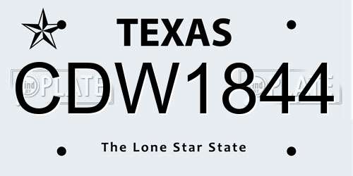 CDW1844 Texas License Plate